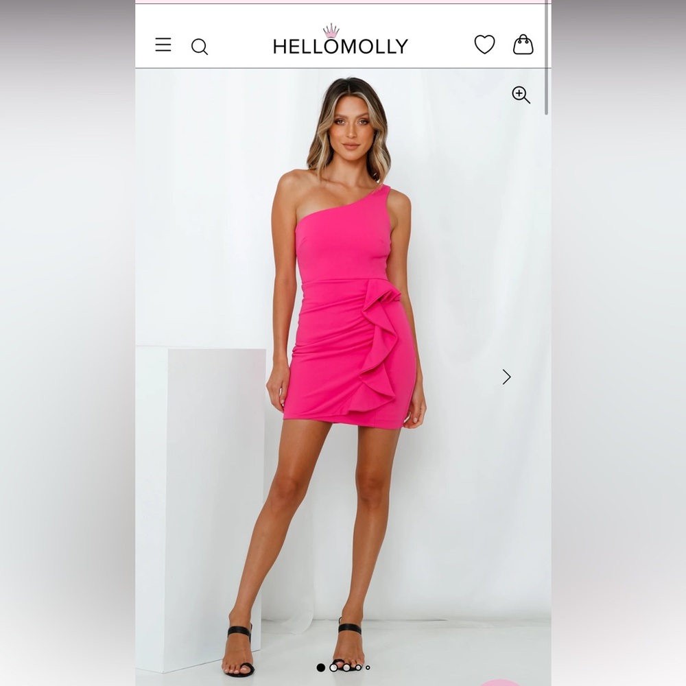 Hello Molly Vibrant Pink One-Shoulder Dress